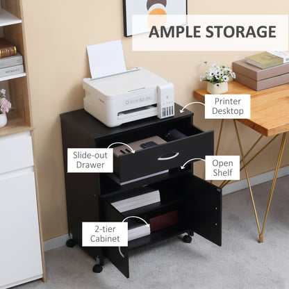 Vinsetto Printer Stand Mobile Printer Cabinet with Storage