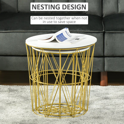 Homcom Set of 2 Nesting Side Tables with Storage