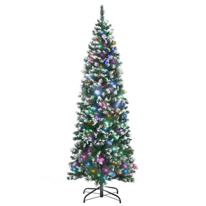 Homcom 6FT Tall Prelit Pencil Slim Artificial Christmas Tree with Realistic Branches