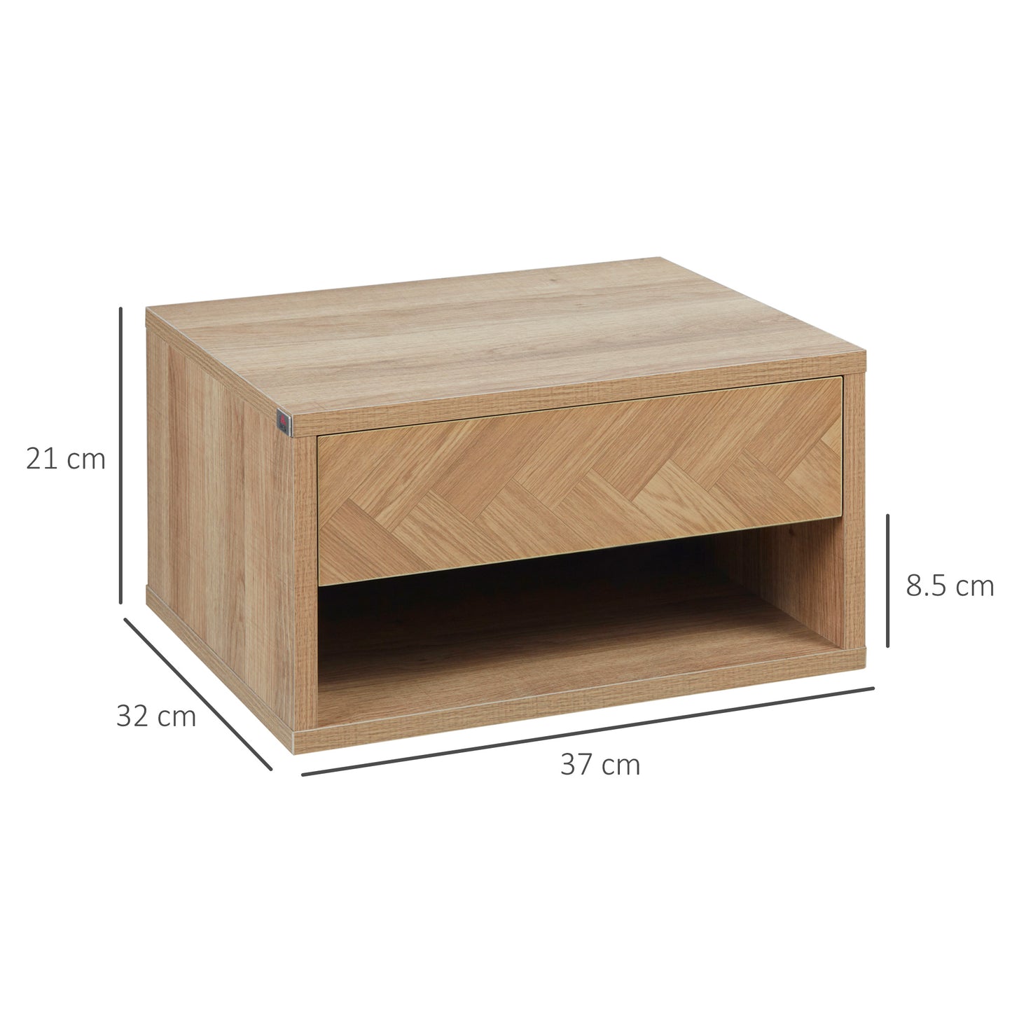 Homcom Set of Two Floating Bedside Tables - Wood-Effect