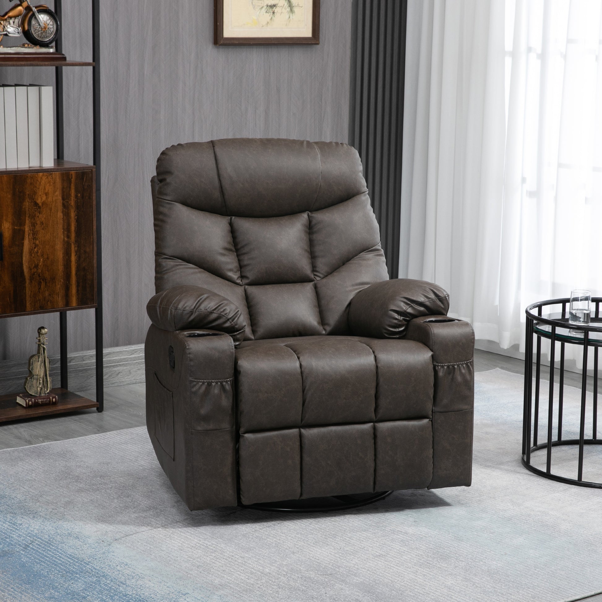 Homcom Faux Leather Reclining Armchair - Brown