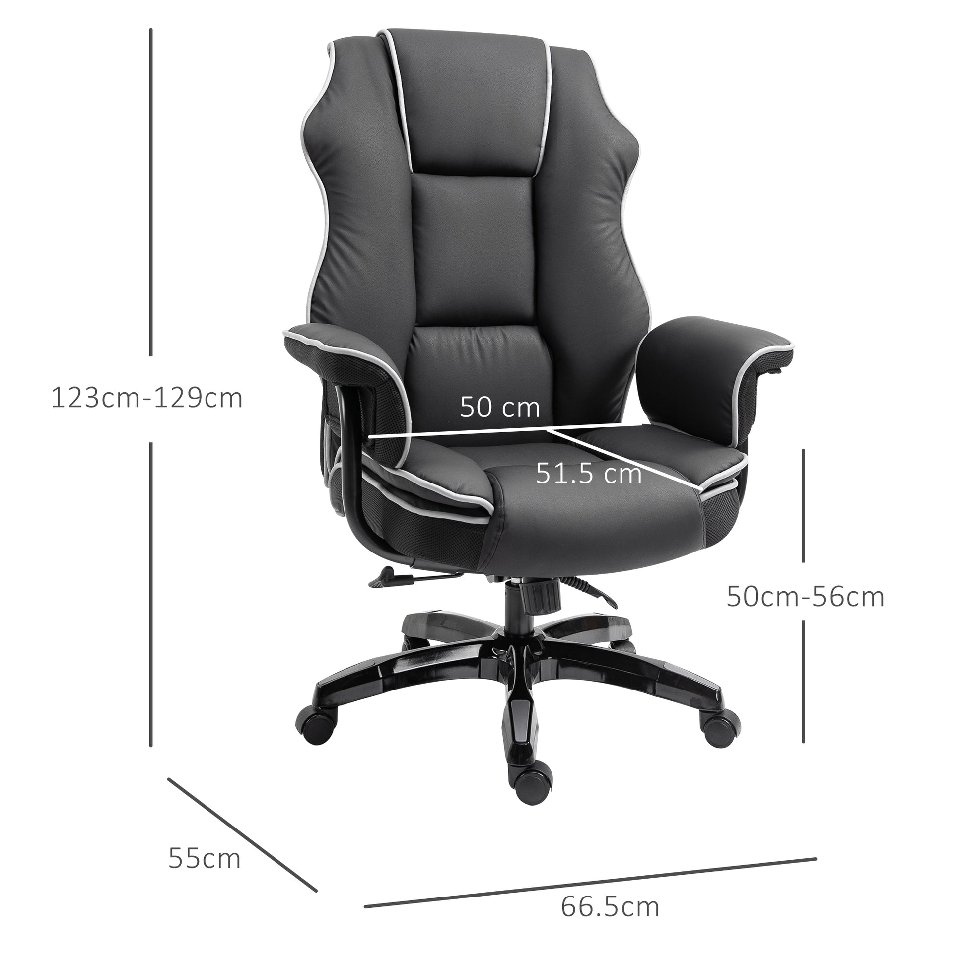 Vinsetto PU Upholstered Recliner Office Chair Black