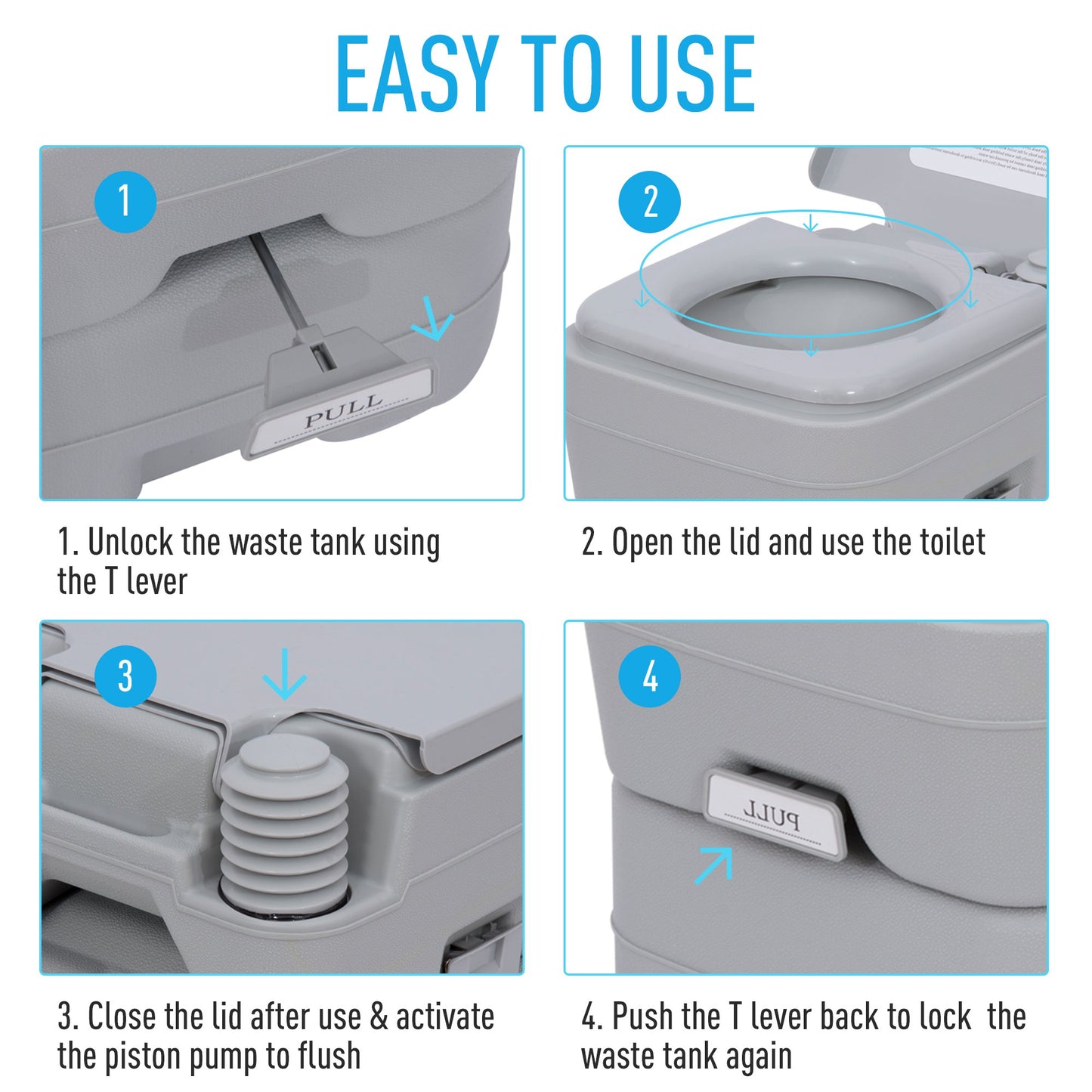 Outsunny Portable Camping Toilet Potty Mobile Toilet-Grey