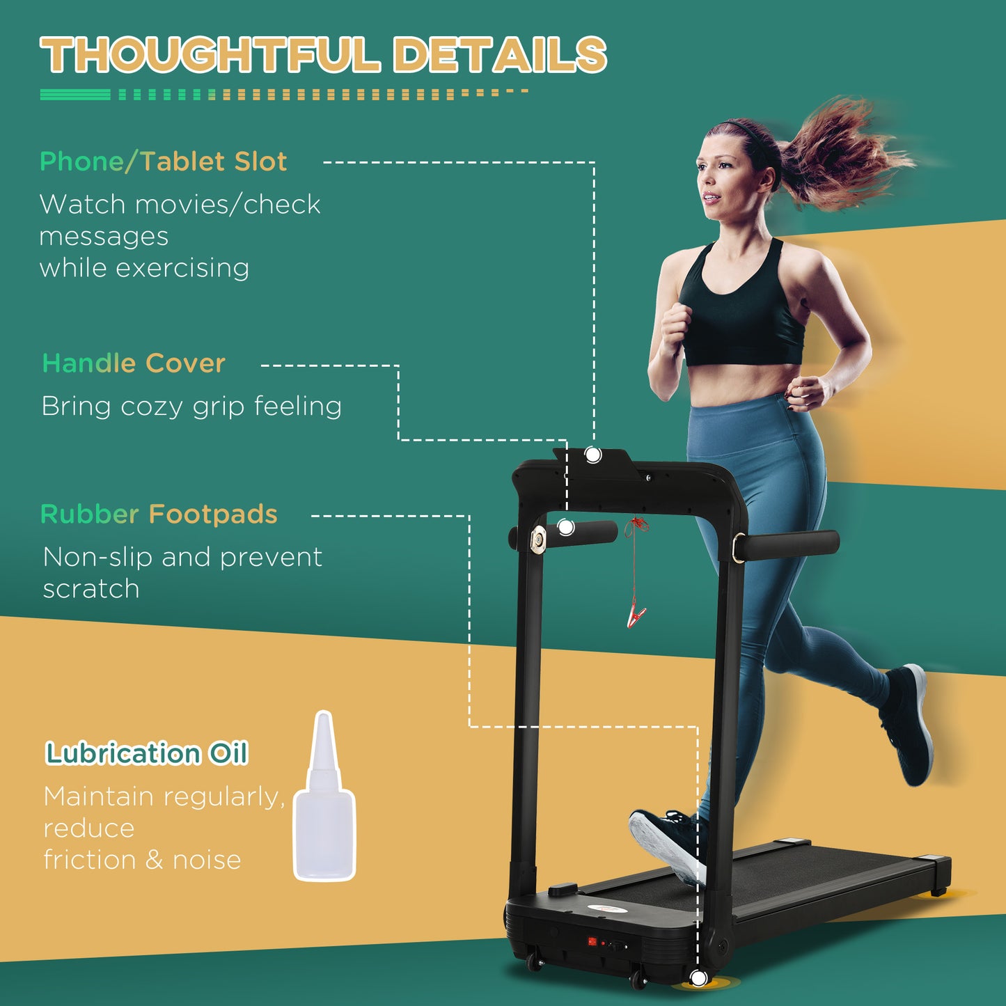 Homcom 600W Foldable Steel Motorised Treadmill Running Machine w/ LCD Monitor Black