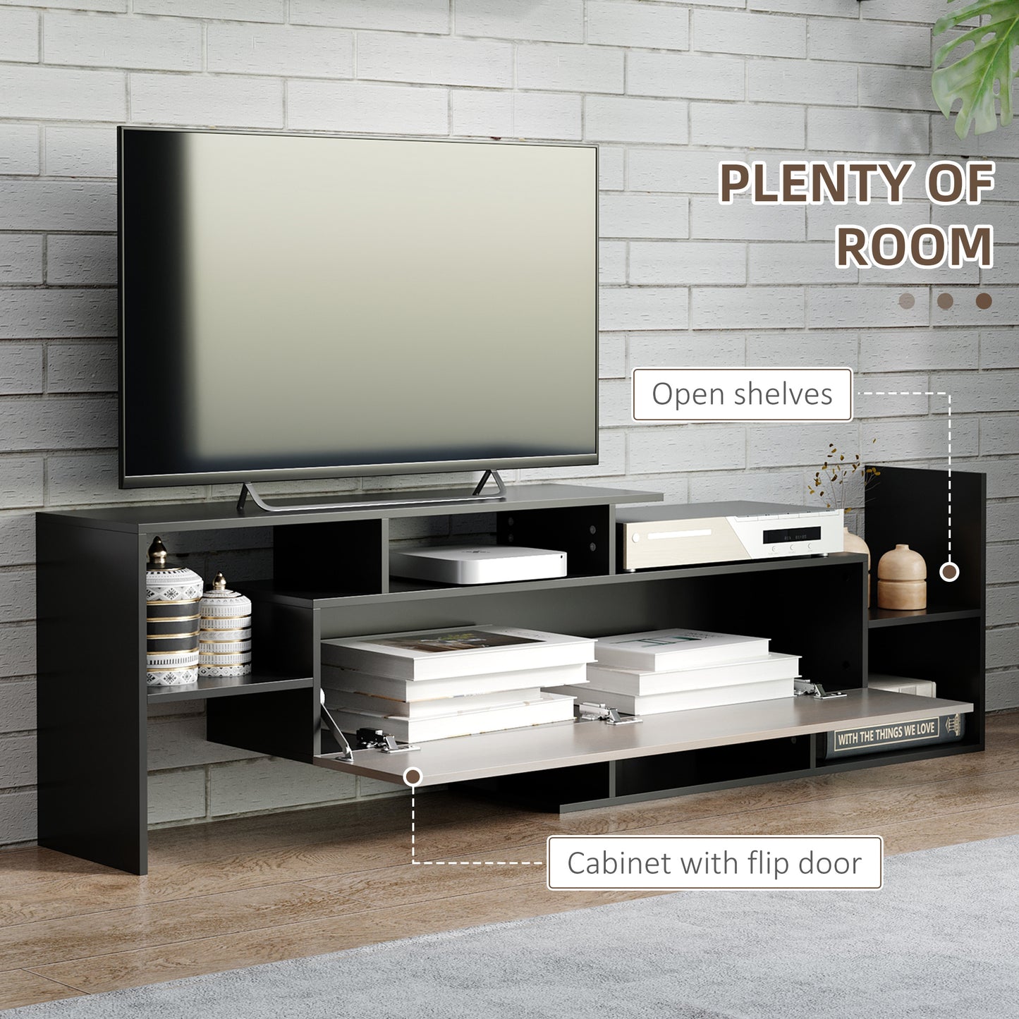 Homcom Modern TV Cabinet with Wall Shelf