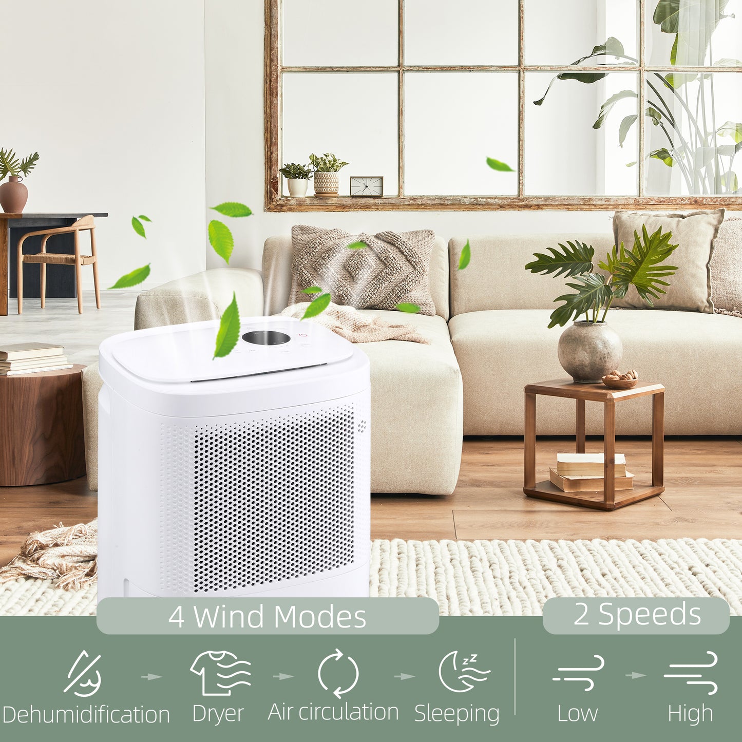 Homcom 10L/Day 2200ML Portable Quiet Dehumidifier with WiFi Smart App Control