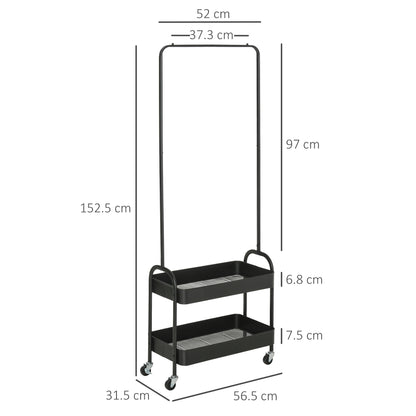 Homcom Metal Clothes Rack with Shoe Storage