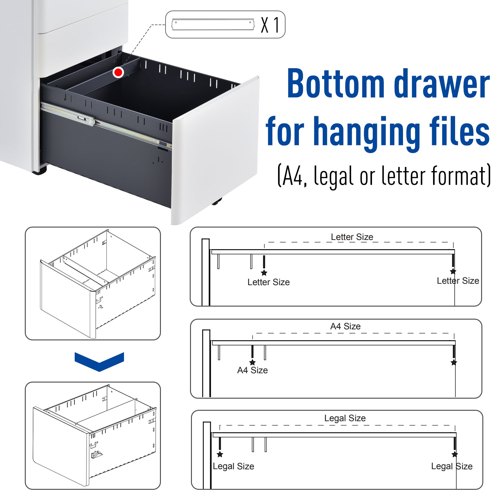 Vinsetto Fully Assembled 3 Drawer Steel Metal Filing Cabinet Lockable Rolling Vertical File Cabinet White