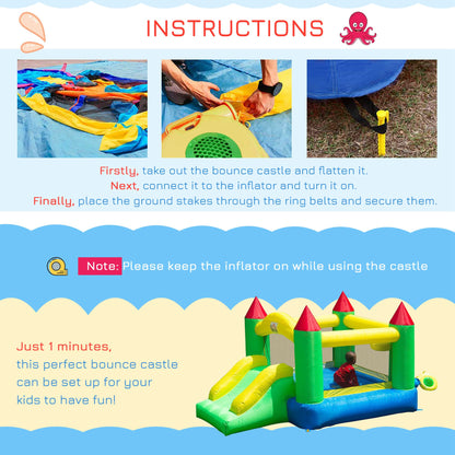 Homcom Nylon Inflatable Bouncy Castle Multi-Colour