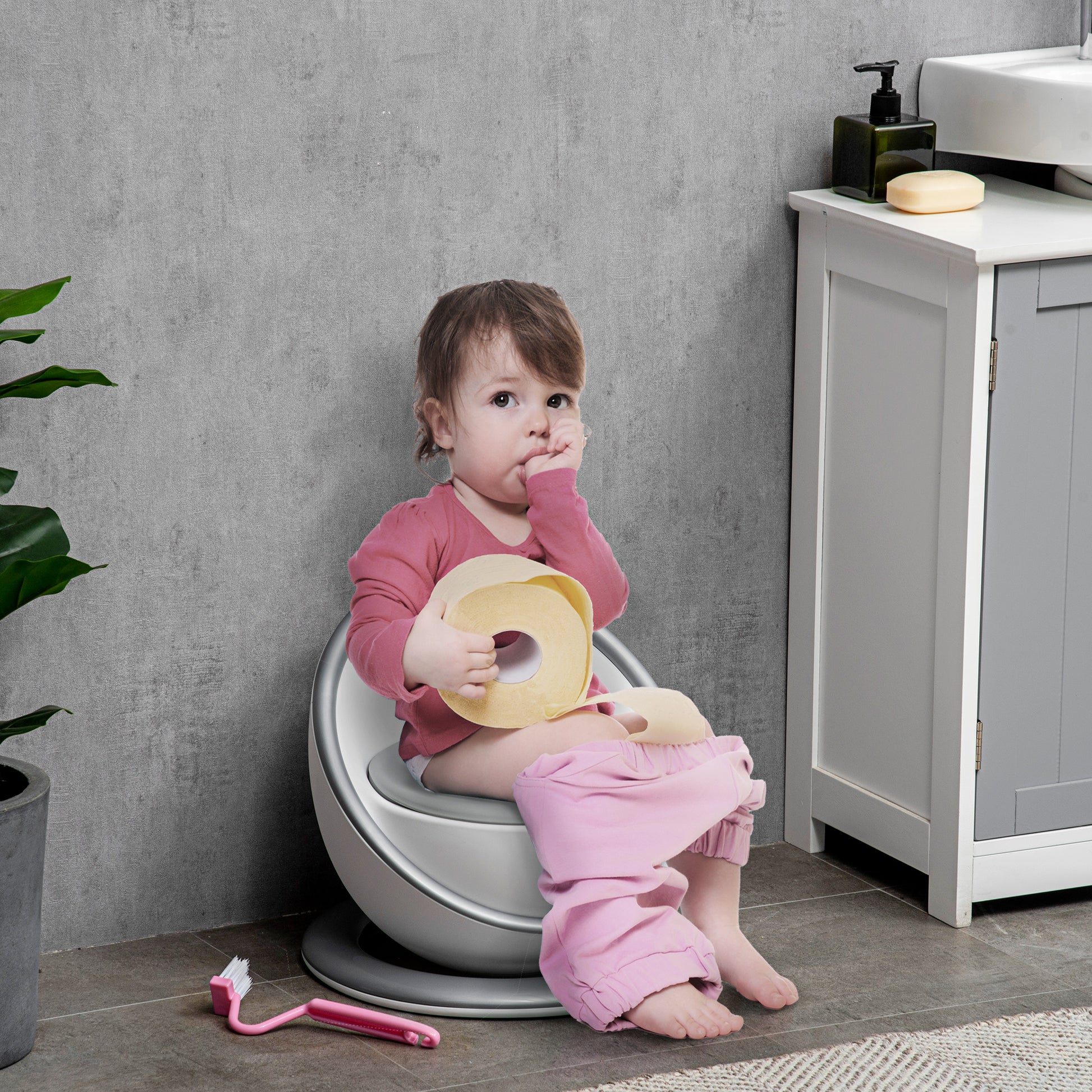 Homcom Kids Potty Training Toilet with Brush