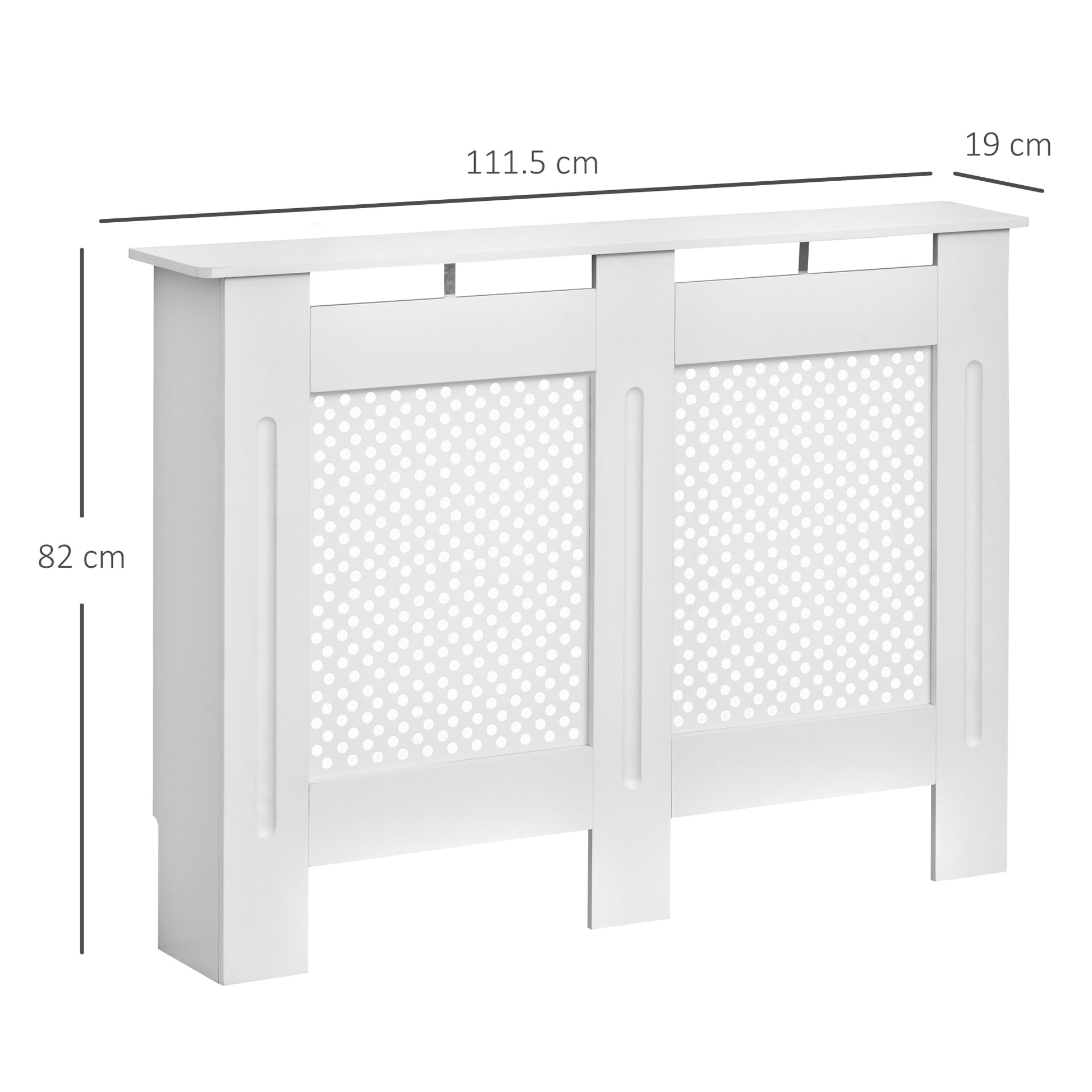 Homcom Wooden Radiator Cover Heating Cabinet Modern Home Furniture Grill Style White Painted (Medium)