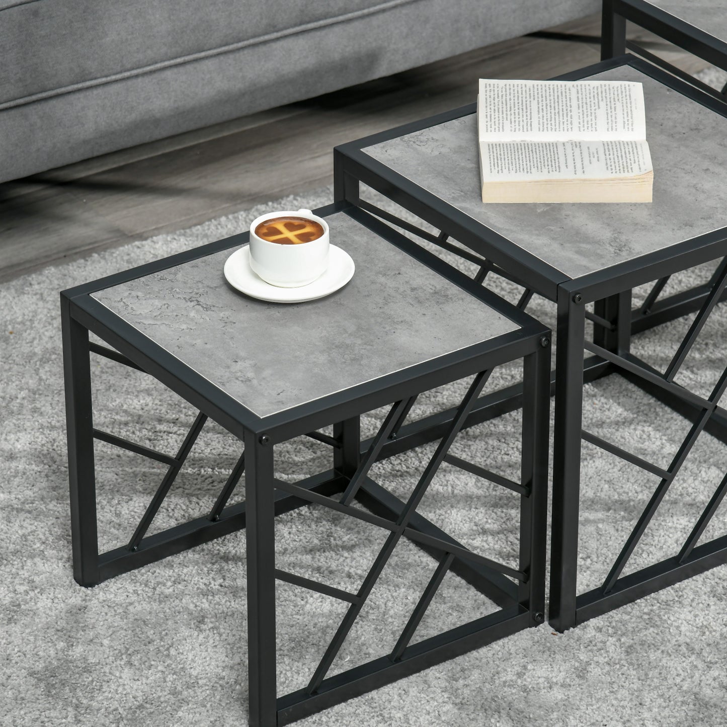 Homcom Set of 3 Nesting Coffee Tables