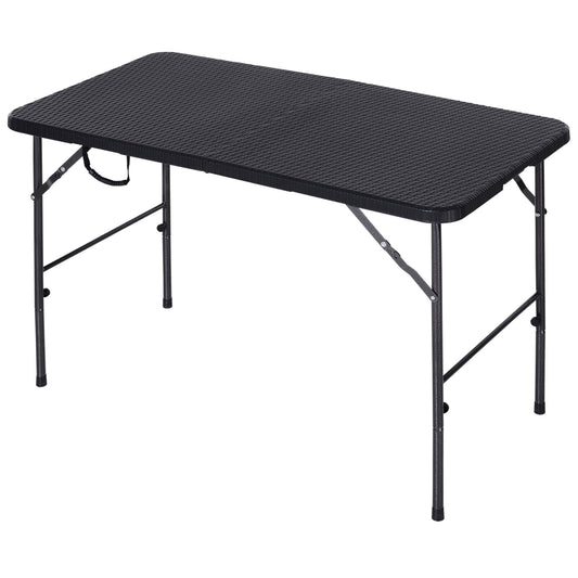 Outsunny Steel Frame 4ft Portable Folding Picnic Table Black