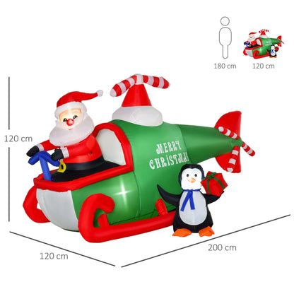 Homcom 1.2m Christmas Inflatable Decoration w/ Santa Claus Penguin for Holiday Party