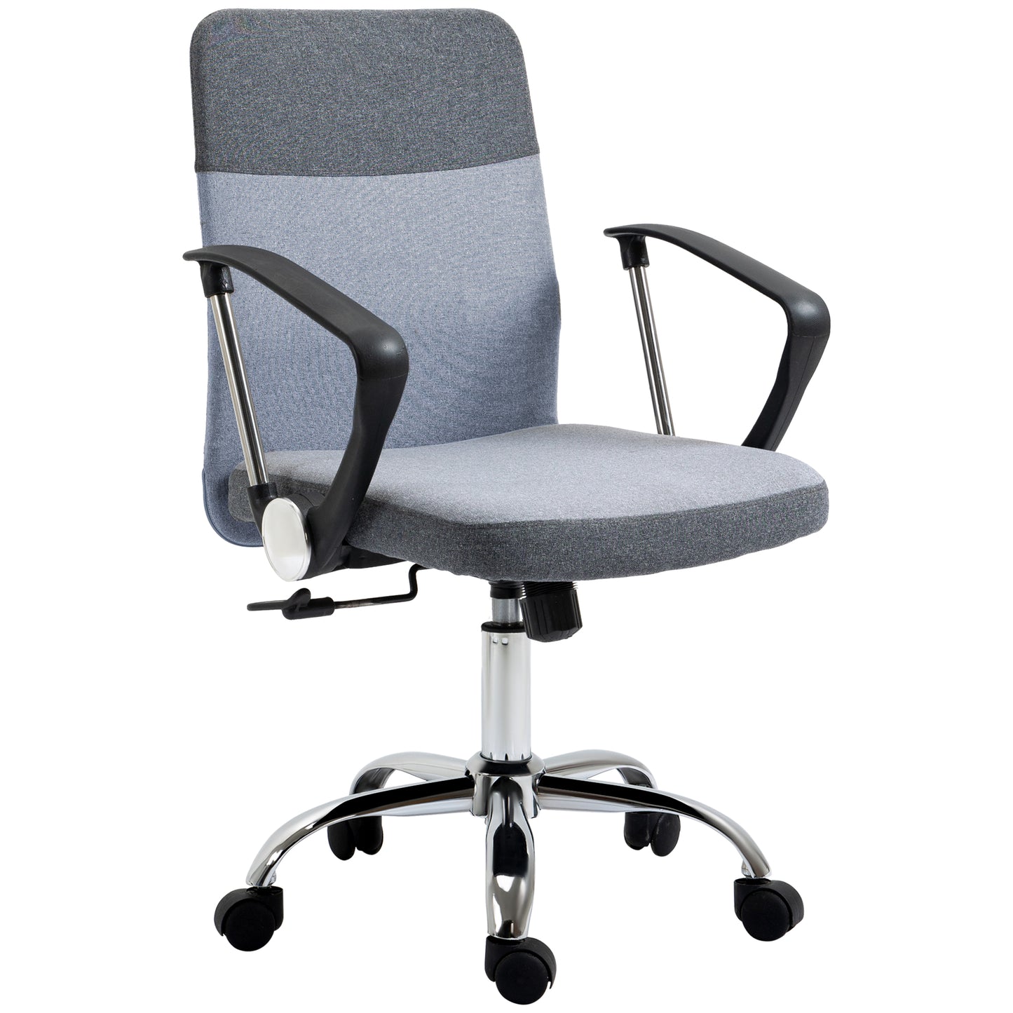 Vinsetto Office Chair Linen Fabric Swivel Computer Desk Chair Home Study Adjustable Chair with Wheels