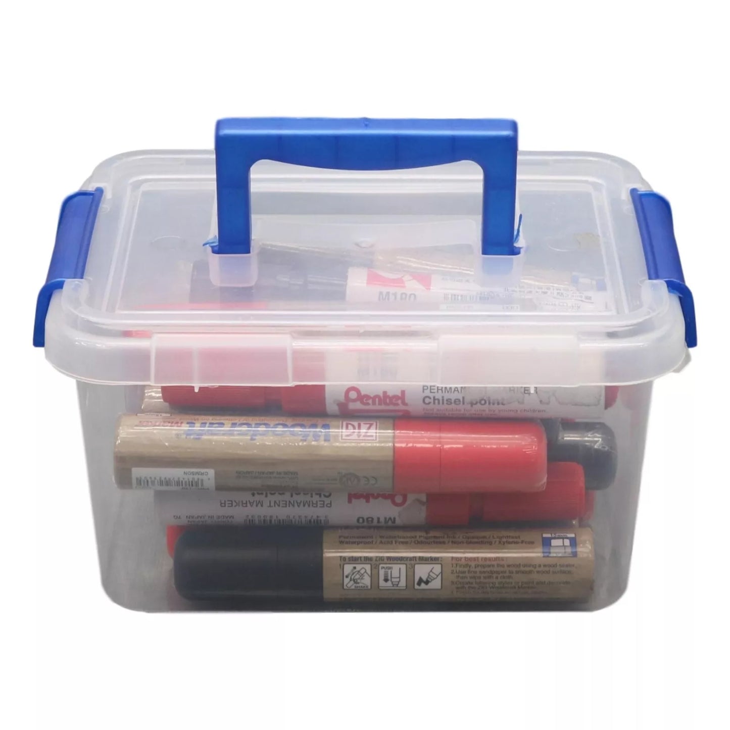 3.5L TML Stacking Plastic Storage Box Clear Clip Lid With Blue Handle