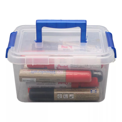 3.5L TML Stacking Plastic Storage Box Clear Clip Lid With Blue Handle