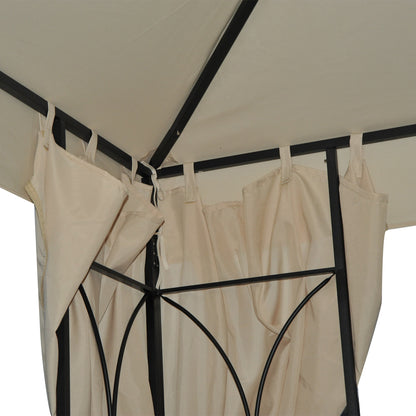 Outsunny 3 x 3 m Garden Metal Gazebo Marquee Patio Wedding Party Tent Canopy Shelter with Pavilion Sidewalls (Beige)