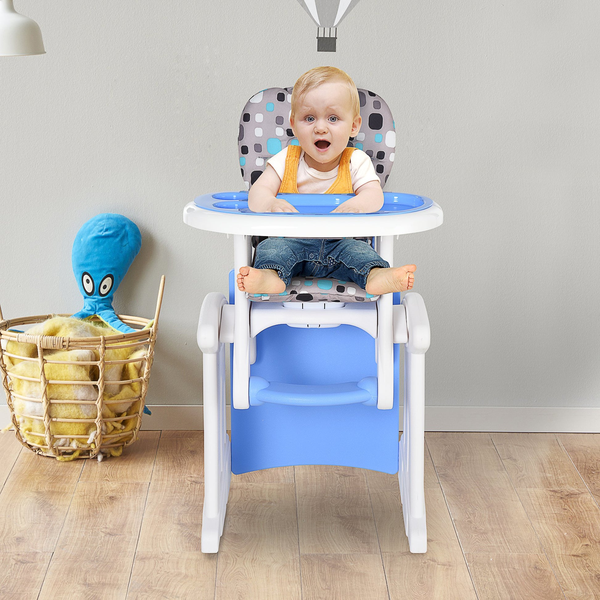 Homcom HDPE 3-in-1 Baby Booster High Chair Blue