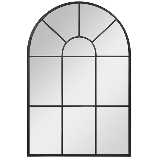 Modern Arched Wall Mirror, 91 x 60 cm Window Mirrors for Living Room, Bedroom, Black-0