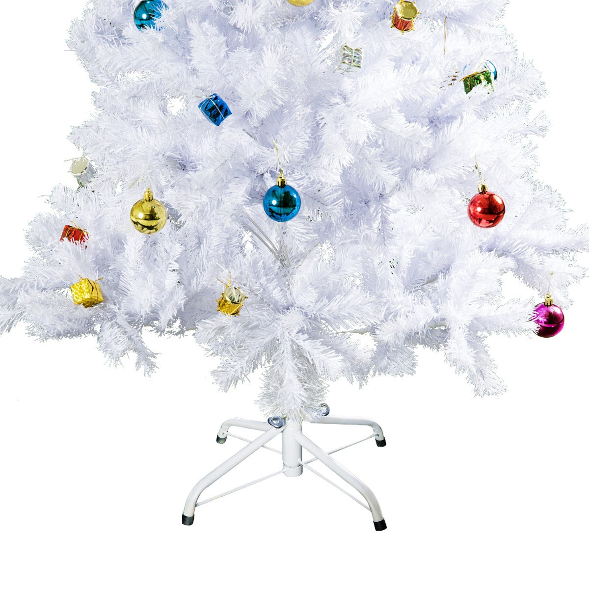 Homcom 6FT Artificial Christmas Tree with Metal Stand Decorations Home Seasonal Elegant Faux White