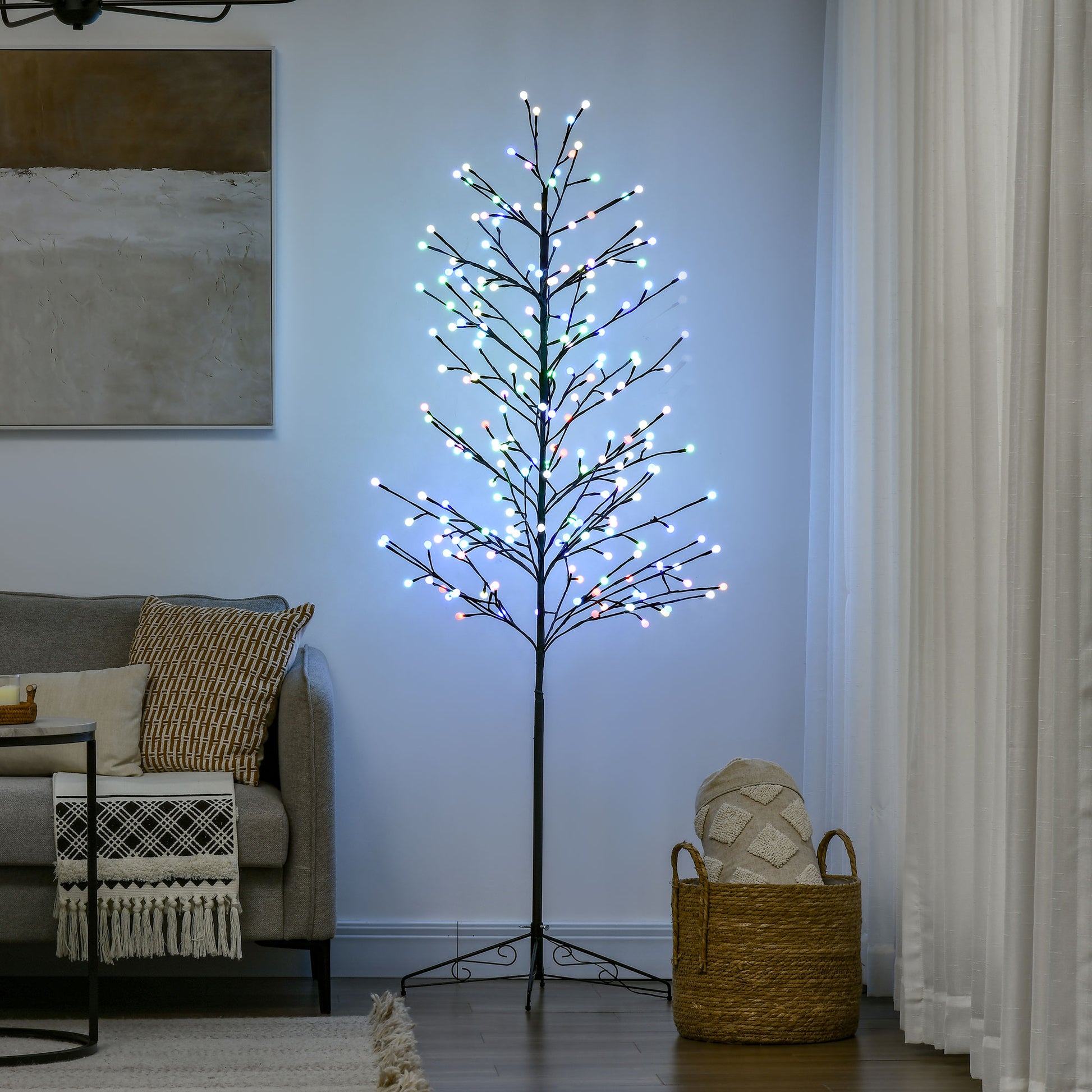 Homcom 6ft Artificial Tree Light with 180 Colour LED Light for Home Party