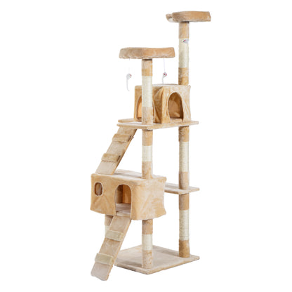 PawHut 170cm Cat Tree Kitten Kitty Scratcher Post Climbing Tower Activity Center House-Cream