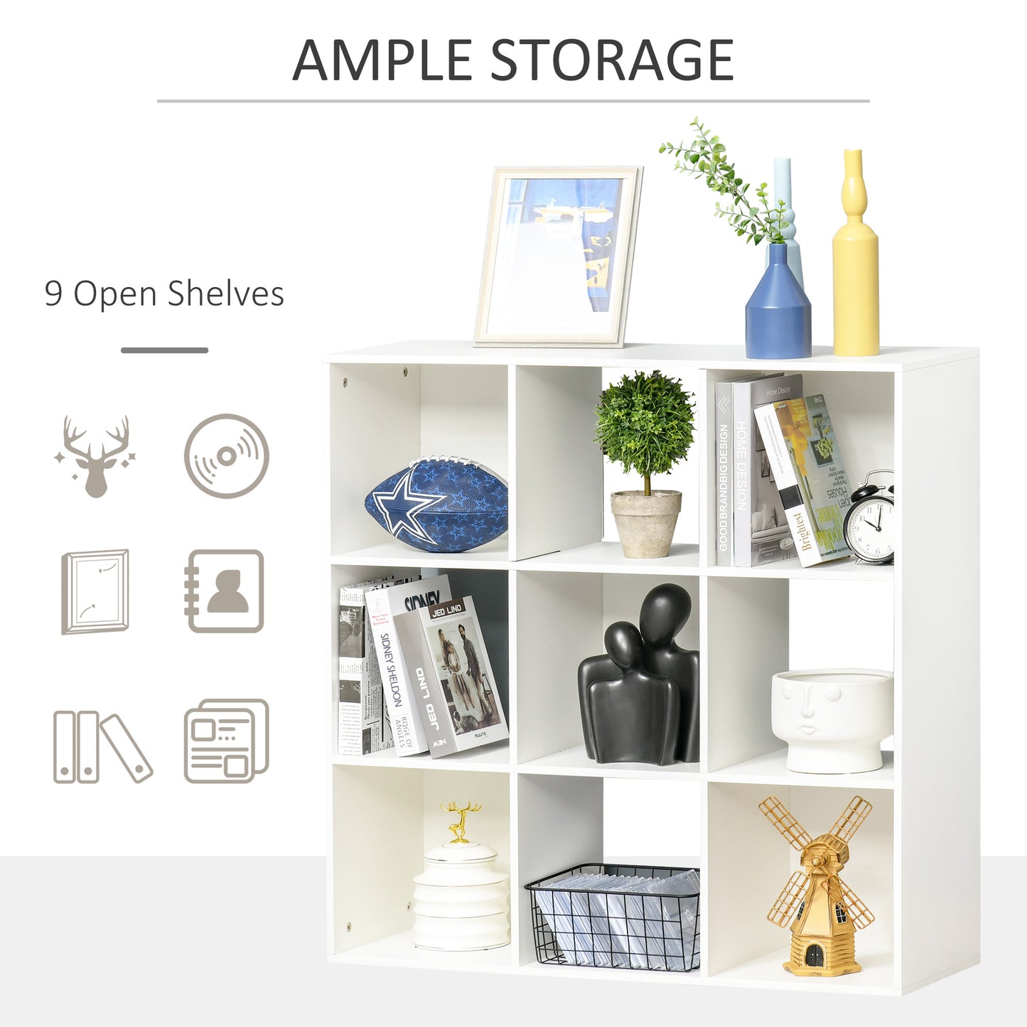 Homcom Nine-Cube Compact Shelving Unit - White