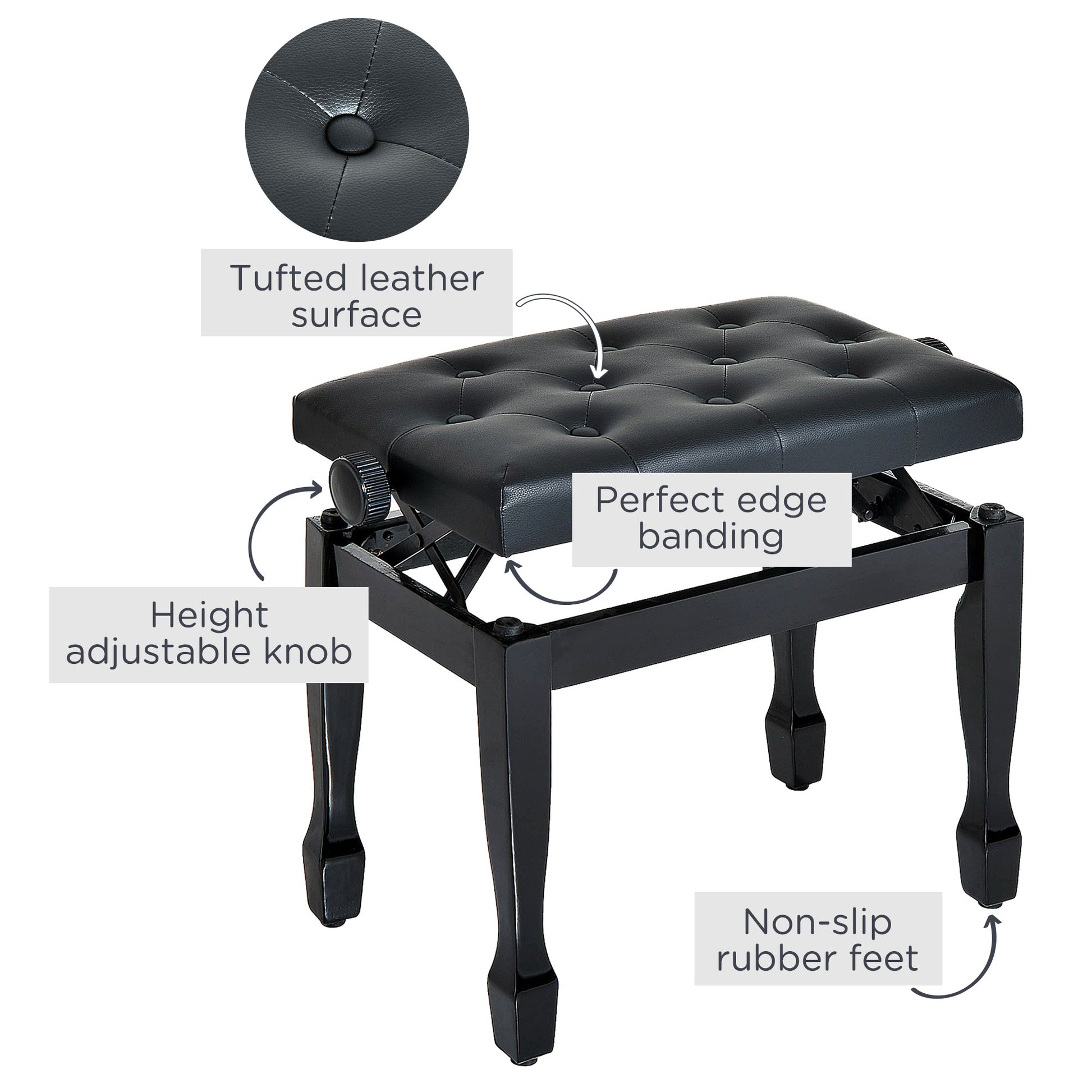 Homcom PU Leather Upholstered Piano Stool