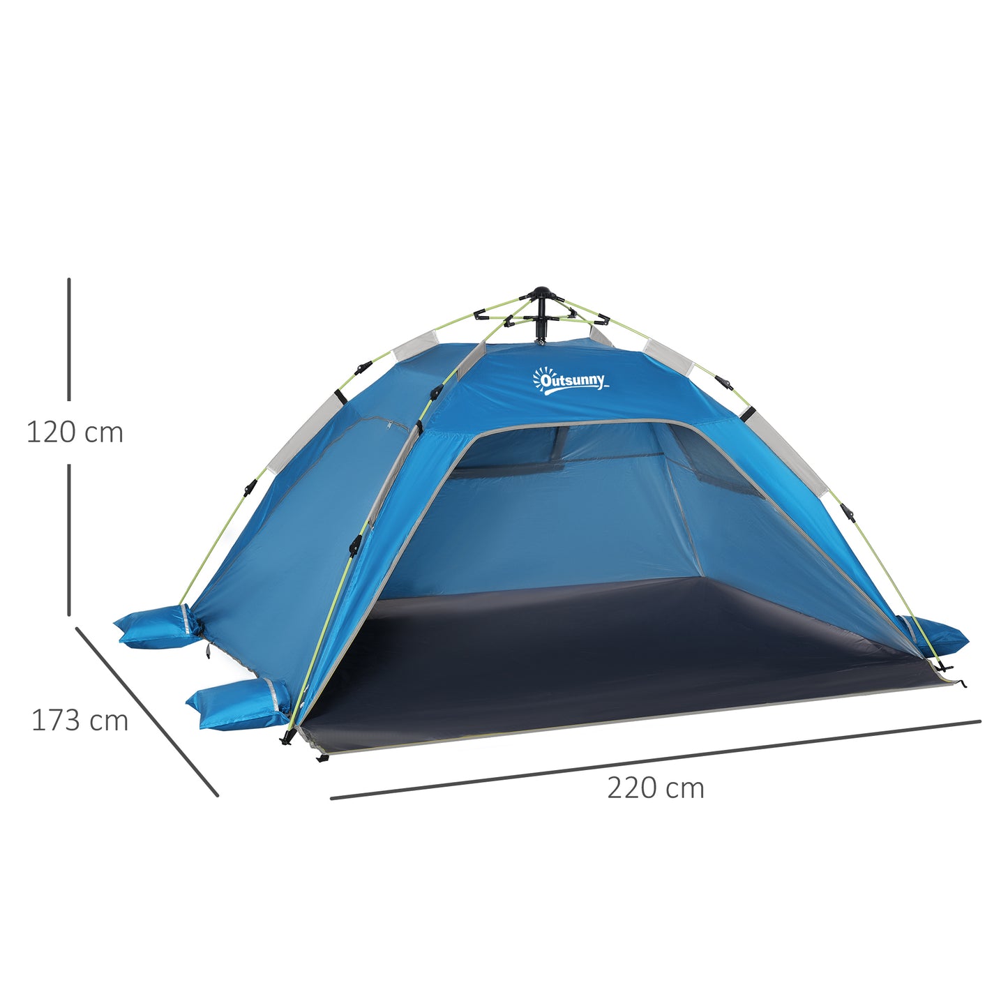 Outsunny Beach Tent for 1-2 Person Pop-up Design with 2 Mesh Windows & 2 Doors Sky Blue