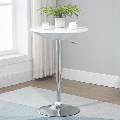 Homcom Modern Round Bar Table Adjustable Height Home Pub Bistro Desk Swivel Painted Top with Silver Steel Leg and Base