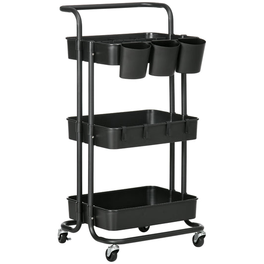 Homcom 3 Tier Utility Rolling Cart