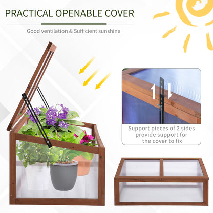 Outsunny Square Wooden Outdoor Greenhouse for Plants with Openable Cover PC Board 100 x 65 x 40 cm