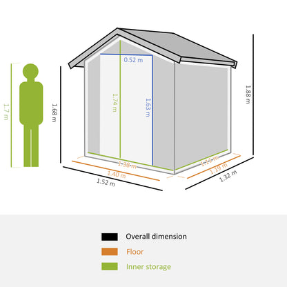 Galvanised 5 x 4' Single Door Reverse Apex Shed Steel Grey by Steadfast