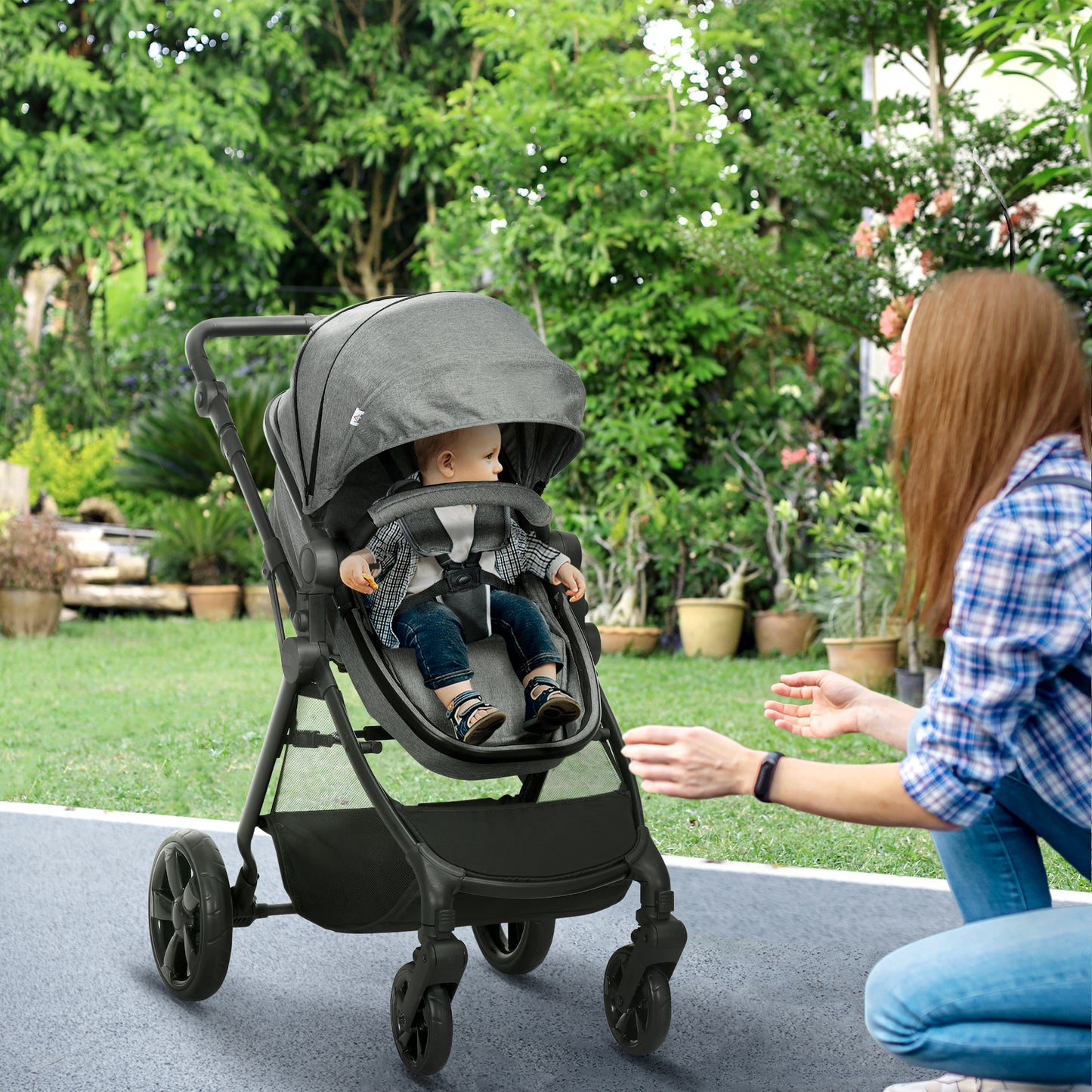 Homcom 2 in 1 Lightweight Pushchair w/ Reversible Seat