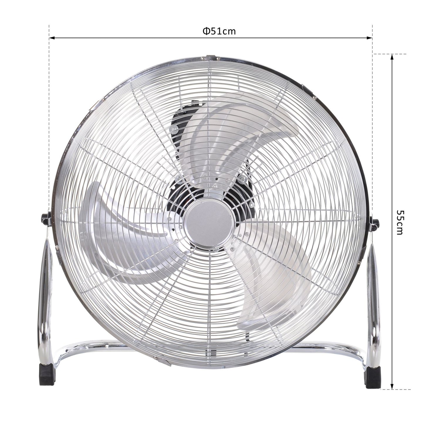 Homcom 20" Chrome Metal Floor Fan with Tilting