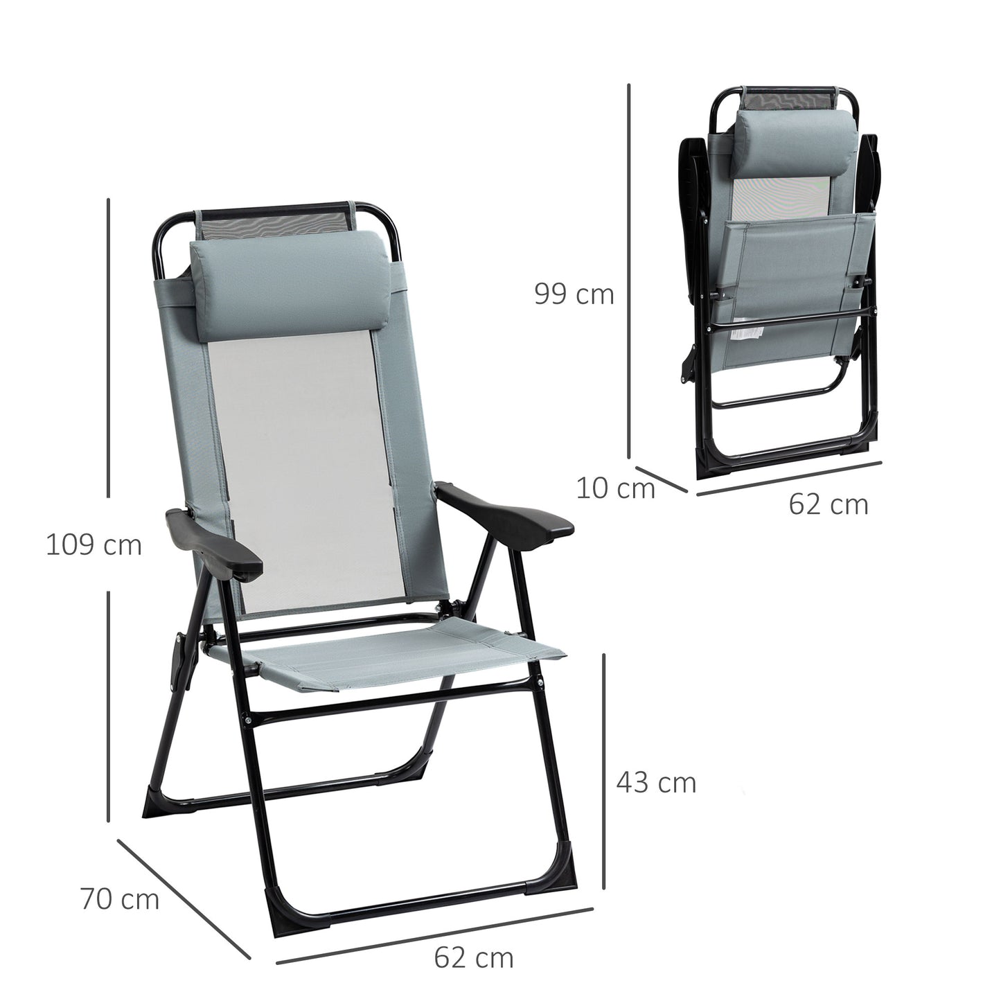 Outsunny Set of 2 Portable Folding Recliner Outdoor Patio Adjustable Backrest