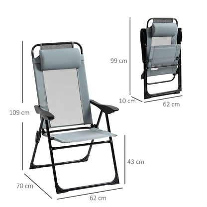 Outsunny Set of 2 Portable Folding Recliner Outdoor Patio Adjustable Backrest