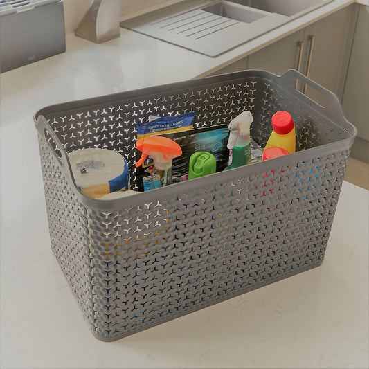 Plastic Storage Basket Box 32.6 Litres - Grey Urban by Strata