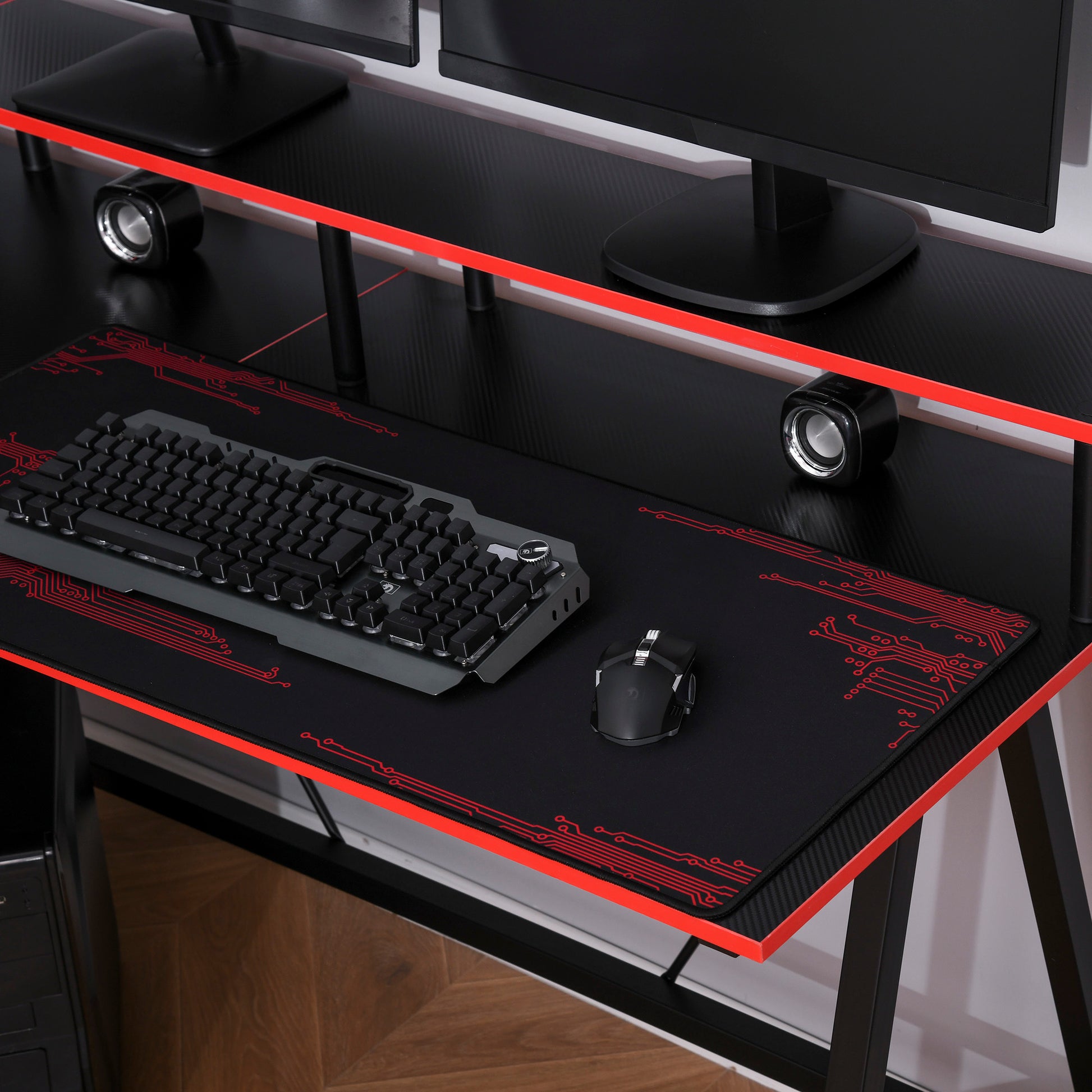 Homcom L-Shape Corner Gaming Desk Computer Table with Elevated Monitor Shelf Workstation