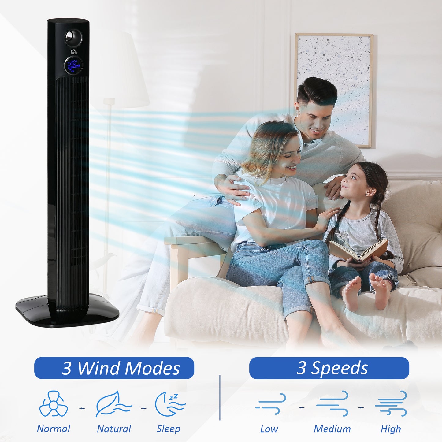 Homcom 38" Freestanding Tower Fan Cooling with Aroma Function