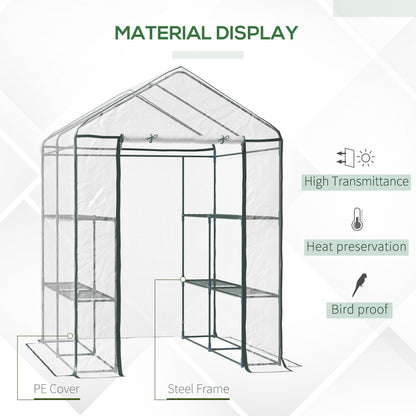 Outsunny Metal Frame Walk in Grow Herb Plant Portable Greenhouse Transparent 143 L x 143W x 195H cm