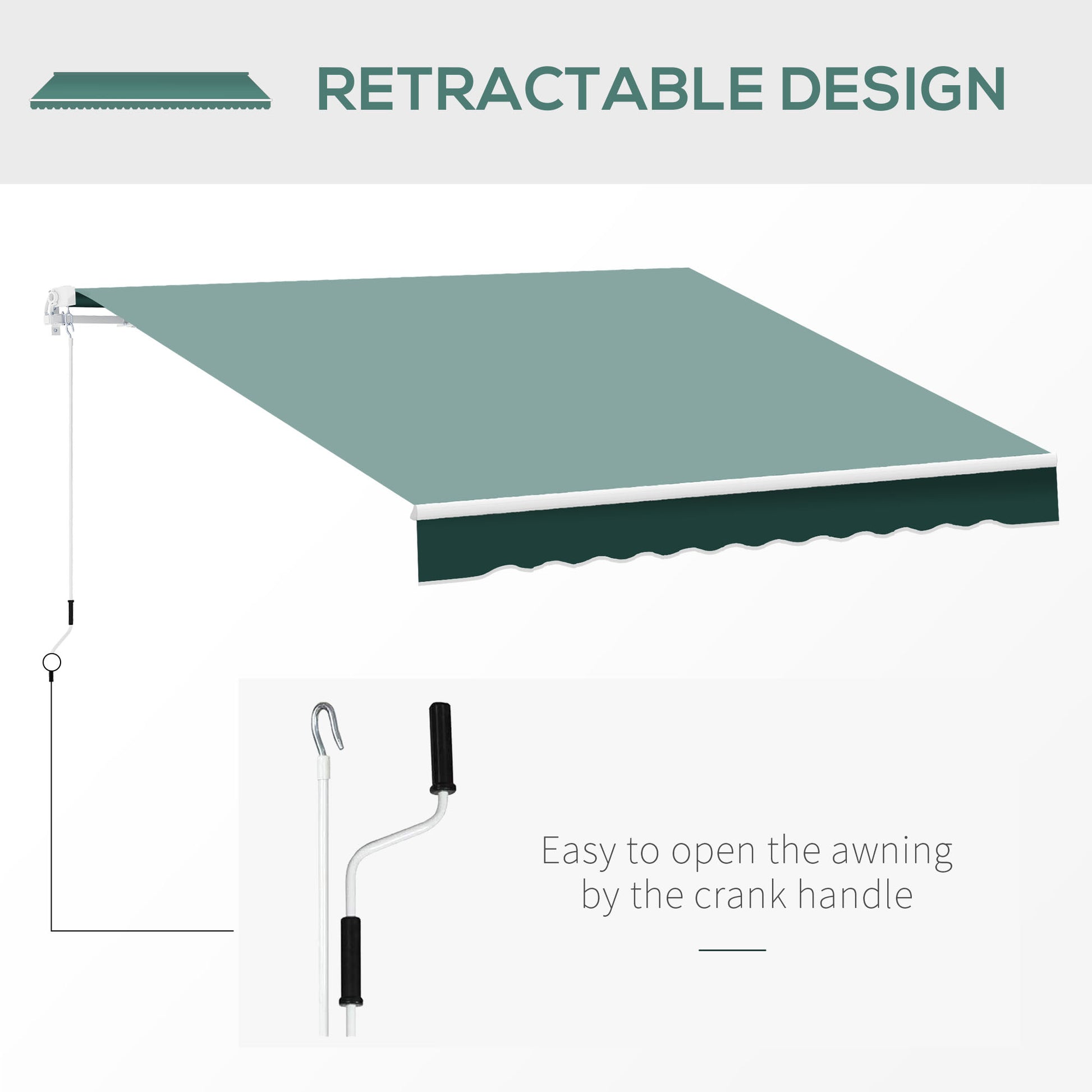 Outsunny Manual Retractable Awning 2.5X2 M-Dark Green