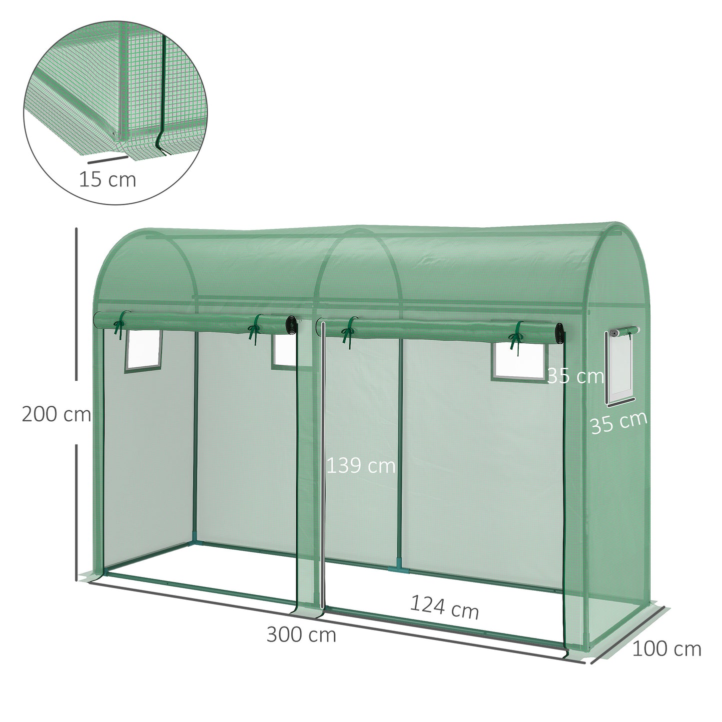 Outsunny Garden Plant Tomato Growth Greenhouse W/ Double Doors & 4 Windows PE Cover Steel Frame Green