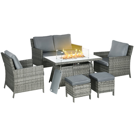 Outsunny 6 Seater Rattan Garden Furniture Set