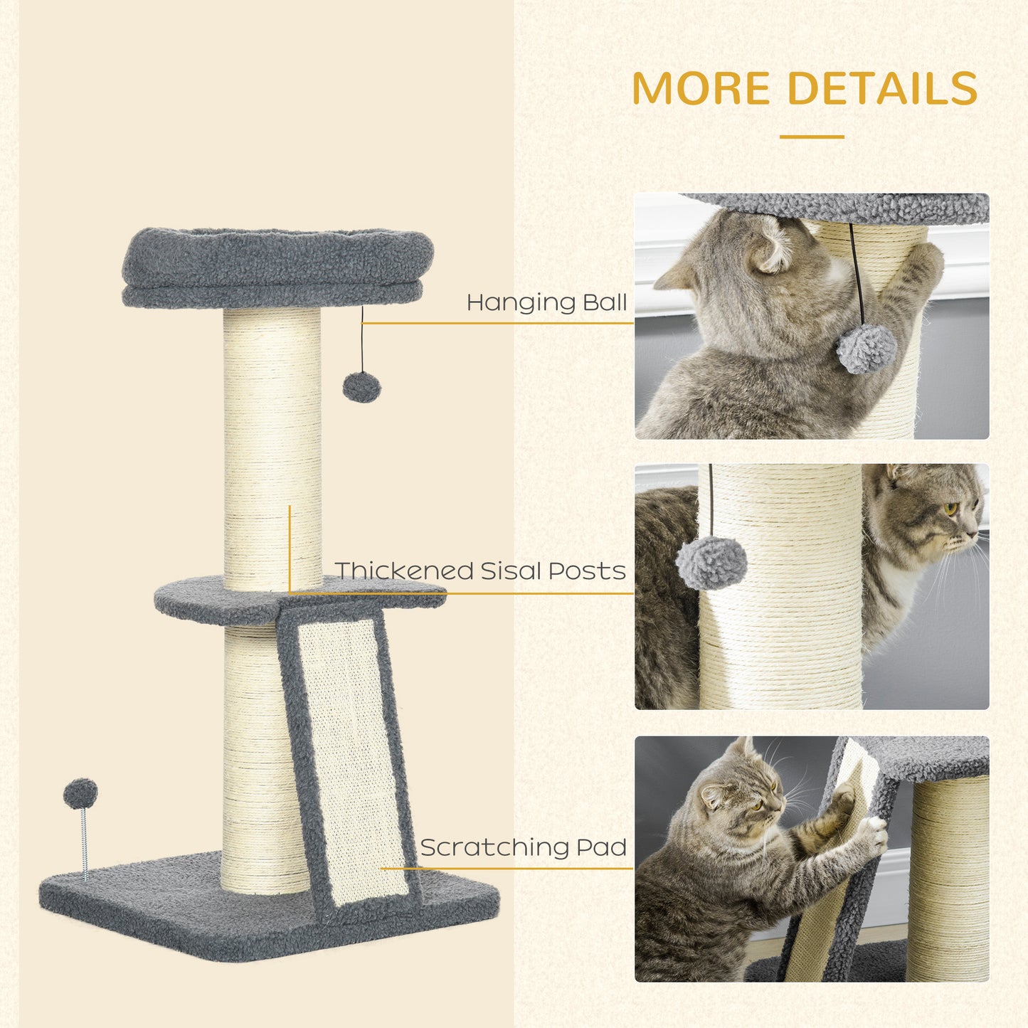 PawHut Cat Tree Tower with Scratching Posts