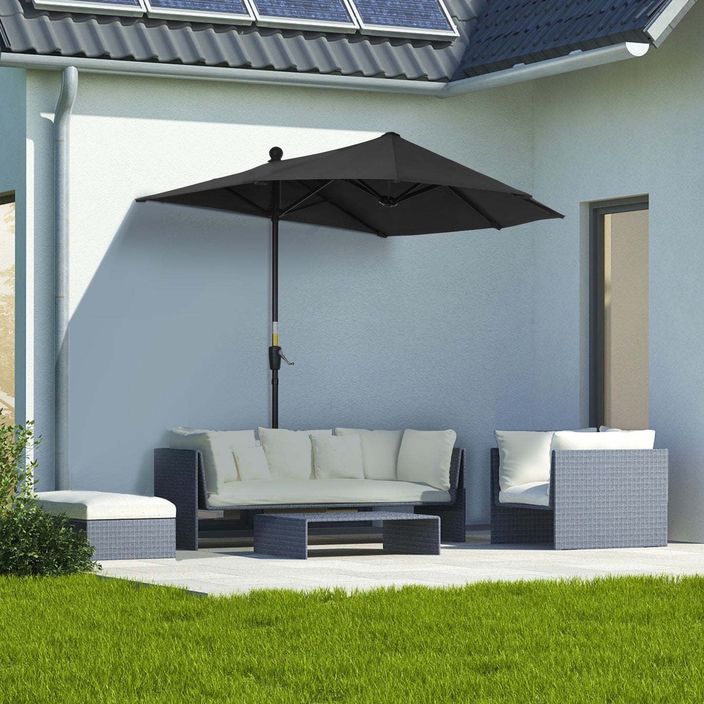 Outsunny 2m Half-Cut Garden Parasol