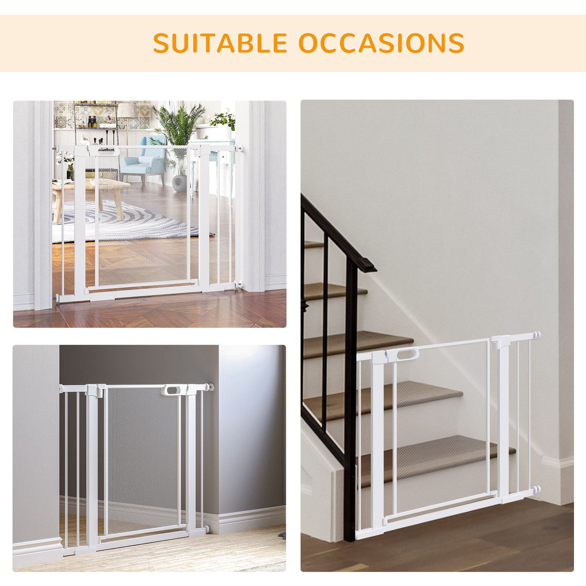 PawHut Pressure Fit Safety Gate for Doorways and Staircases