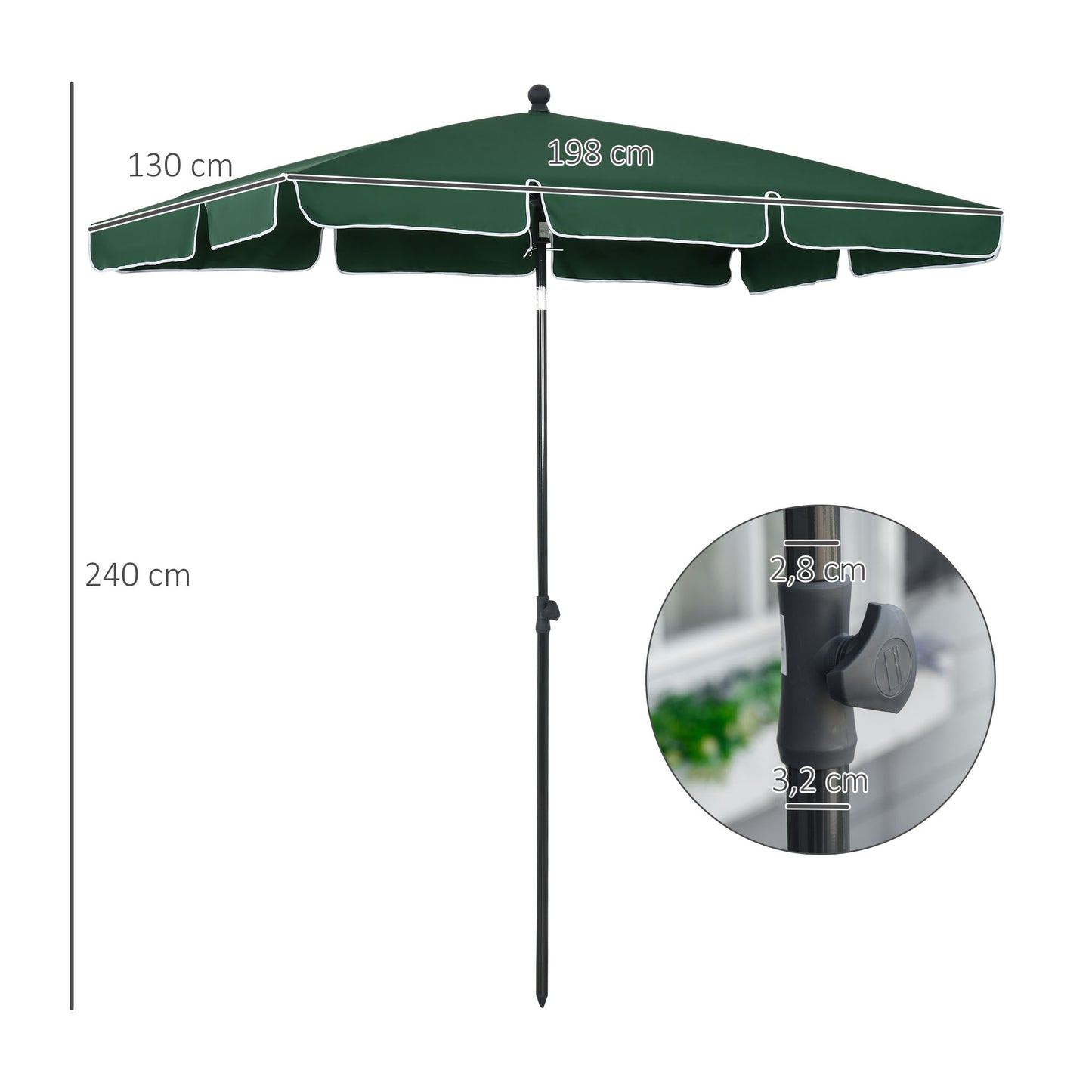 Outsunny Garden Parasol Umbrella