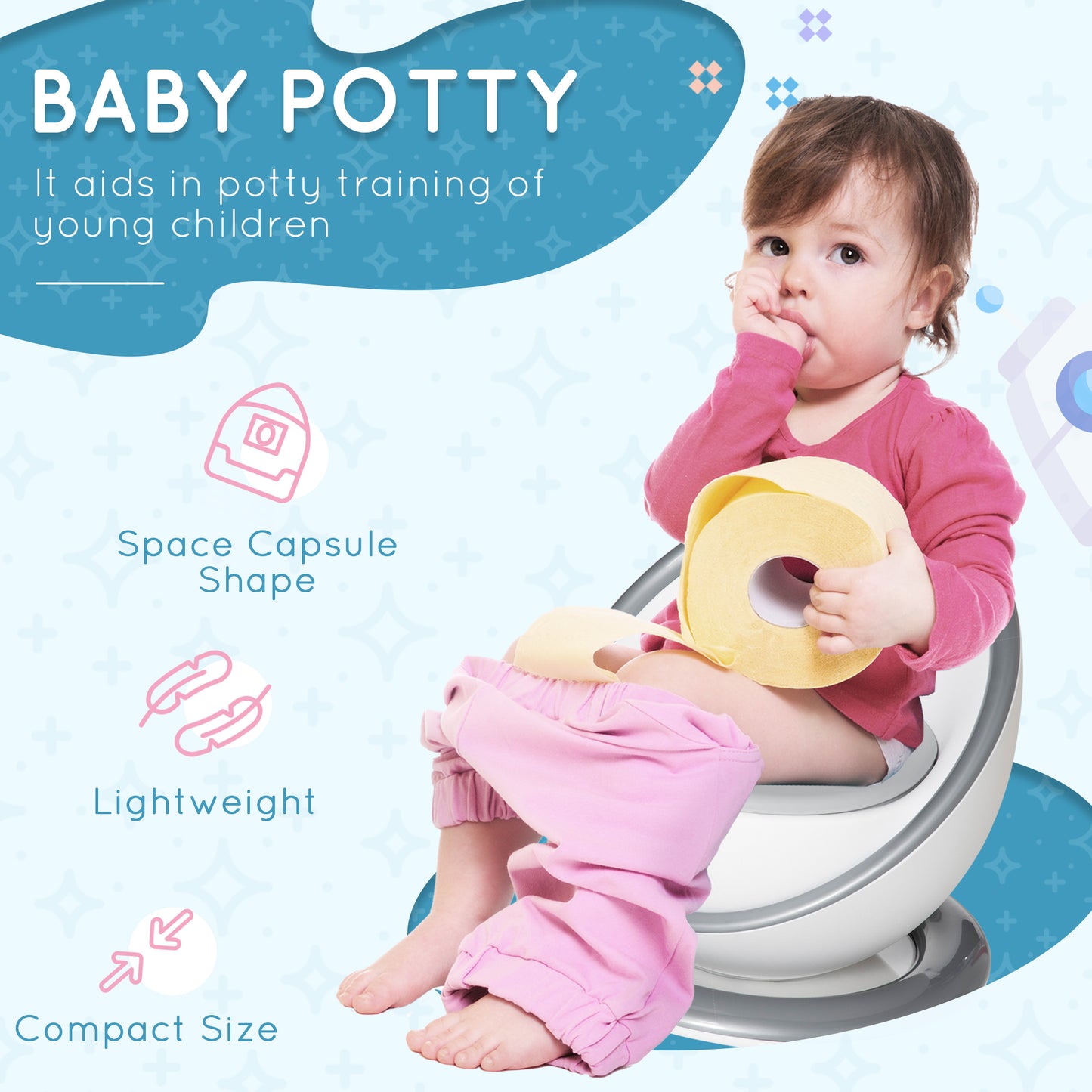 Homcom Kids Potty Training Toilet with Brush